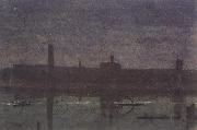 George Price Boyce.RWS Night Sket ch of the Thames near Hungerford Bridge oil painting picture wholesale